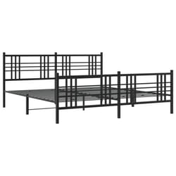 vidaXL Metal Bed Frame with Headboard Home Bed Base Bedstead Black 100x200 cm - black, 193x203 cm/with headboard & footboard