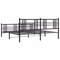 vidaXL Metal Bed Frame with Headboard Home Bed Base Bedstead Black 100x200 cm - black, 193x203 cm/with headboard & footboard - Additional view 5