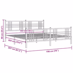 vidaXL Metal Bed Frame with Headboard Home Bed Base Bedstead Black 100x200 cm - black, 193x203 cm/with headboard & footboard - Additional view 7
