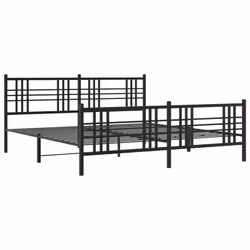 vidaXL Metal Bed Frame with Headboard Home Bed Base Bedstead Black 100x200 cm - black, 200x200 cm/with headboard & footboard