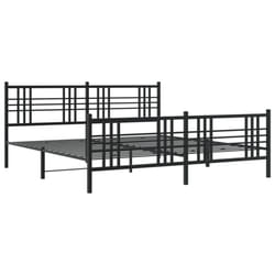 vidaXL Metal Bed Frame with Headboard Home Bed Base Bedstead Black 100x200 cm - black, 200x200 cm/with headboard & footboard
