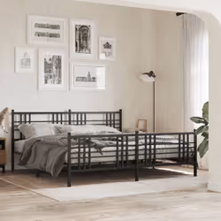 vidaXL Metal Bed Frame with Headboard Home Bed Base Bedstead Black 100x200 cm - black, 200x200 cm/with headboard & footboard