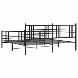 vidaXL Metal Bed Frame with Headboard Home Bed Base Bedstead Black 100x200 cm - black, 200x200 cm/with headboard & footboard - Additional view 5