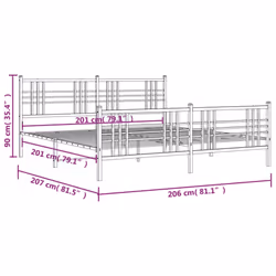 vidaXL Metal Bed Frame with Headboard Home Bed Base Bedstead Black 100x200 cm - black, 200x200 cm/with headboard & footboard - Additional view 7