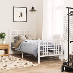 vidaXL Metal Bed Frame with Headboard Home Bed Base Bedstead Black 100x200 cm - white, 80x200 cm/with headboard & footboard