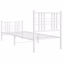 vidaXL Metal Bed Frame with Headboard Home Bed Base Bedstead Black 100x200 cm - white, 80x200 cm/with headboard & footboard - Additional view 5