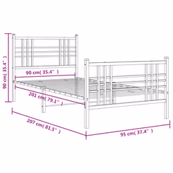 vidaXL Metal Bed Frame with Headboard Home Bed Base Bedstead Black 100x200 cm - white, 90x200 cm/with headboard & footboard - Additional view 3