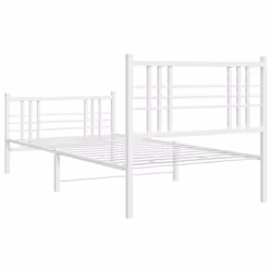 vidaXL Metal Bed Frame with Headboard Home Bed Base Bedstead Black 100x200 cm - white, 90x200 cm/with headboard & footboard - Additional view 5