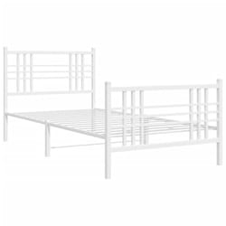vidaXL Metal Bed Frame with Headboard Home Bed Base Bedstead Black 100x200 cm - white, 100x190 cm/with headboard & footboard