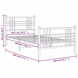 vidaXL Metal Bed Frame with Headboard Home Bed Base Bedstead Black 100x200 cm - white, 100x190 cm/with headboard & footboard
