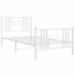 vidaXL Metal Bed Frame with Headboard Home Bed Base Bedstead Black 100x200 cm - white, 107x203 cm/with headboard & footboard