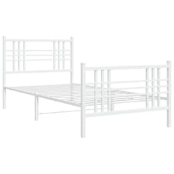 vidaXL Metal Bed Frame with Headboard Home Bed Base Bedstead Black 100x200 cm - white, 107x203 cm/with headboard & footboard