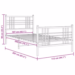 vidaXL Metal Bed Frame with Headboard Home Bed Base Bedstead Black 100x200 cm - white, 107x203 cm/with headboard & footboard - Additional view 7