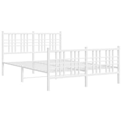 vidaXL Metal Bed Frame with Headboard Home Bed Base Bedstead Black 100x200 cm - white, 120x190 cm/with headboard & footboard