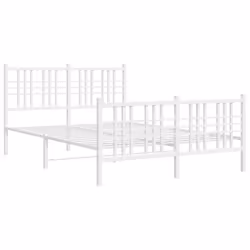 vidaXL Metal Bed Frame with Headboard Home Bed Base Bedstead Black 100x200 cm - white, 120x200 cm/with headboard & footboard