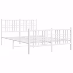 vidaXL Metal Bed Frame with Headboard Home Bed Base Bedstead Black 100x200 cm - white, 140x190 cm/with headboard & footboard
