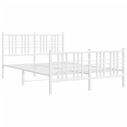vidaXL Metal Bed Frame with Headboard Home Bed Base Bedstead Black 100x200 cm - white, 140x190 cm/with headboard & footboard
