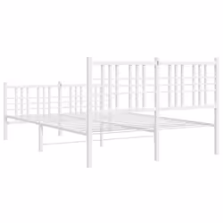 vidaXL Metal Bed Frame with Headboard Home Bed Base Bedstead Black 100x200 cm - white, 140x190 cm/with headboard & footboard - Additional view 5