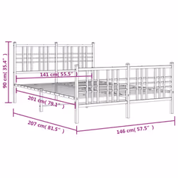 vidaXL Metal Bed Frame with Headboard Home Bed Base Bedstead Black 100x200 cm - white, 140x200 cm/with headboard & footboard
