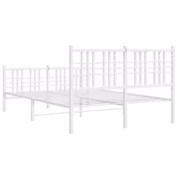 vidaXL Metal Bed Frame with Headboard Home Bed Base Bedstead Black 100x200 cm - white, 140x200 cm/with headboard & footboard - Additional view 5