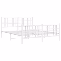 vidaXL Metal Bed Frame with Headboard Home Bed Base Bedstead Black 100x200 cm - white, 150x200 cm/with headboard & footboard