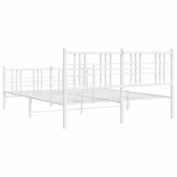 vidaXL Metal Bed Frame with Headboard Home Bed Base Bedstead Black 100x200 cm - white, 150x200 cm/with headboard & footboard - Additional view 5