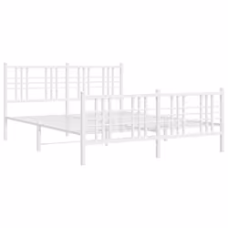 vidaXL Metal Bed Frame with Headboard Home Bed Base Bedstead Black 100x200 cm - white, 160x200 cm/with headboard & footboard