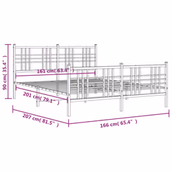 vidaXL Metal Bed Frame with Headboard Home Bed Base Bedstead Black 100x200 cm - white, 160x200 cm/with headboard & footboard
