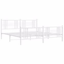 vidaXL Metal Bed Frame with Headboard Home Bed Base Bedstead Black 100x200 cm - white, 180x200 cm/with headboard & footboard