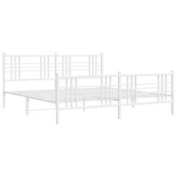 vidaXL Metal Bed Frame with Headboard Home Bed Base Bedstead Black 100x200 cm - white, 180x200 cm/with headboard & footboard