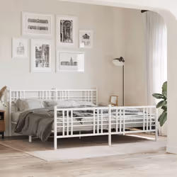 vidaXL Metal Bed Frame with Headboard Home Bed Base Bedstead Black 100x200 cm - white, 180x200 cm/with headboard & footboard