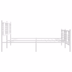 vidaXL Metal Bed Frame with Headboard Home Bed Base Bedstead Black 100x200 cm - white, 180x200 cm/with headboard & footboard - Additional view 4