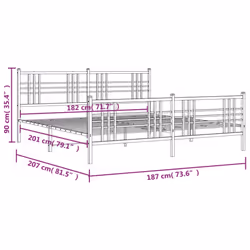 vidaXL Metal Bed Frame with Headboard Home Bed Base Bedstead Black 100x200 cm - white, 180x200 cm/with headboard & footboard - Additional view 7