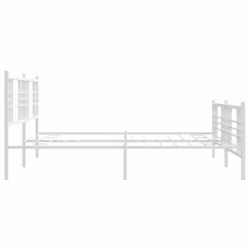 vidaXL Metal Bed Frame with Headboard Home Bed Base Bedstead Black 100x200 cm - white, 183x213 cm/with headboard & footboard - Additional view 4