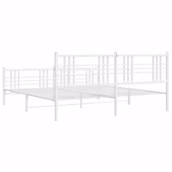 vidaXL Metal Bed Frame with Headboard Home Bed Base Bedstead Black 100x200 cm - white, 183x213 cm/with headboard & footboard - Additional view 5