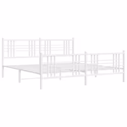 vidaXL Metal Bed Frame with Headboard Home Bed Base Bedstead Black 100x200 cm - white, 193x203 cm/with headboard & footboard
