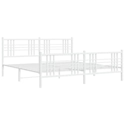 vidaXL Metal Bed Frame with Headboard Home Bed Base Bedstead Black 100x200 cm - white, 193x203 cm/with headboard & footboard