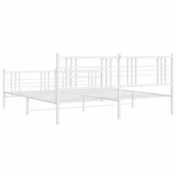 vidaXL Metal Bed Frame with Headboard Home Bed Base Bedstead Black 100x200 cm - white, 193x203 cm/with headboard & footboard - Additional view 5