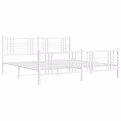 vidaXL Metal Bed Frame with Headboard Home Bed Base Bedstead Black 100x200 cm - white, 200x200 cm/with headboard & footboard