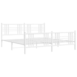 vidaXL Metal Bed Frame with Headboard Home Bed Base Bedstead Black 100x200 cm - white, 200x200 cm/with headboard & footboard