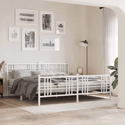 vidaXL Metal Bed Frame with Headboard Home Bed Base Bedstead Black 100x200 cm - white, 200x200 cm/with headboard & footboard