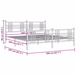 vidaXL Metal Bed Frame with Headboard Home Bed Base Bedstead Black 100x200 cm - white, 200x200 cm/with headboard & footboard - Additional view 7