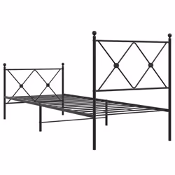 vidaXL Metal Bed Frame with Headboard and Footboard Bed Base Black 80x200 cm - black, 80x200 cm/with headboard & footboard - Additional view 5
