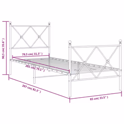 vidaXL Metal Bed Frame with Headboard and Footboard Bed Base Black 80x200 cm - black, 80x200 cm/with headboard & footboard - Additional view 7