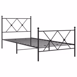 vidaXL Metal Bed Frame with Headboard and Footboard Bed Base Black 80x200 cm - black, 90x190 cm/with headboard & footboard