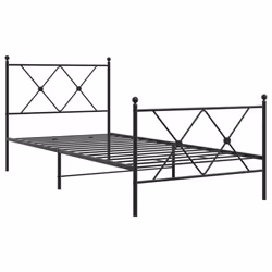 vidaXL Metal Bed Frame with Headboard and Footboard Bed Base Black 80x200 cm - black, 90x200 cm/with headboard & footboard