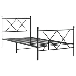 vidaXL Metal Bed Frame with Headboard and Footboard Bed Base Black 80x200 cm - black, 90x200 cm/with headboard & footboard