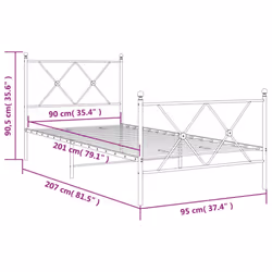 vidaXL Metal Bed Frame with Headboard and Footboard Bed Base Black 80x200 cm - black, 90x200 cm/with headboard & footboard