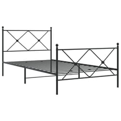 vidaXL Metal Bed Frame with Headboard and Footboard Bed Base Black 80x200 cm - black, 100x190 cm/with headboard & footboard