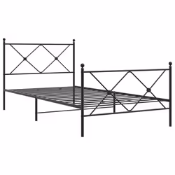 vidaXL Metal Bed Frame with Headboard and Footboard Bed Base Black 80x200 cm - black, 107x203 cm/with headboard & footboard